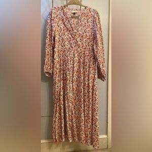 Universal Thread Red and White Floral Long Sleeve Dress